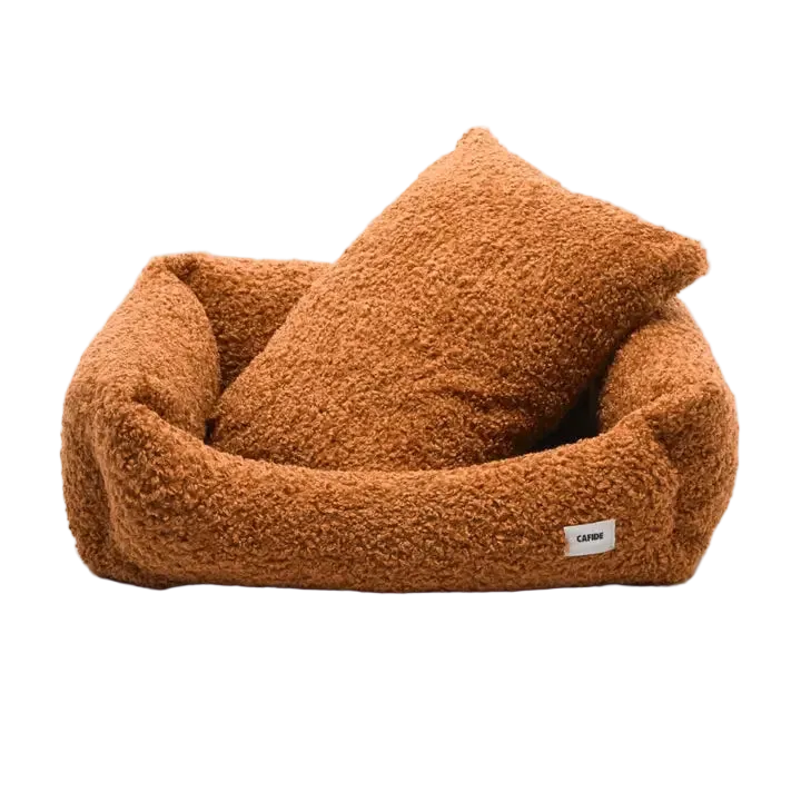 Snozy Hundbädd i orange/brun fleece