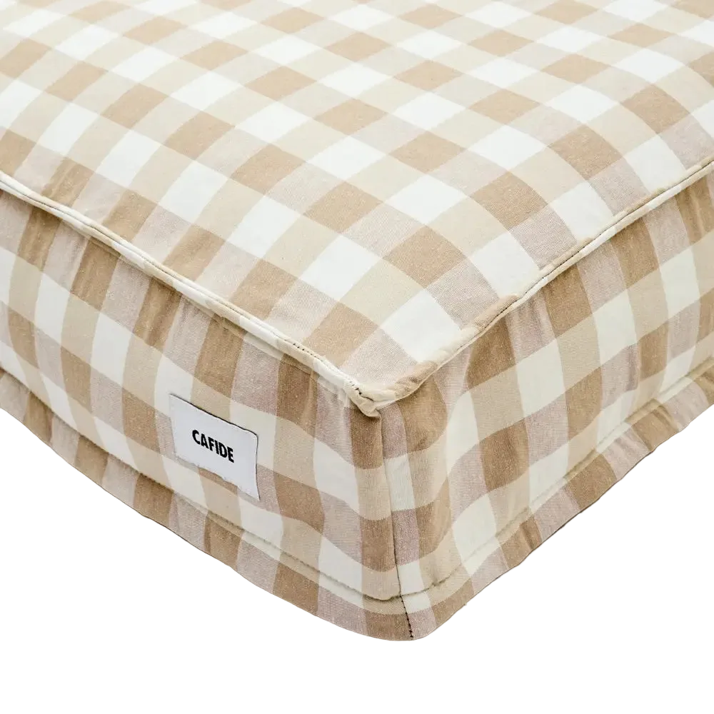 Cuadra Hundbädd i beige Vichy-rutmönster