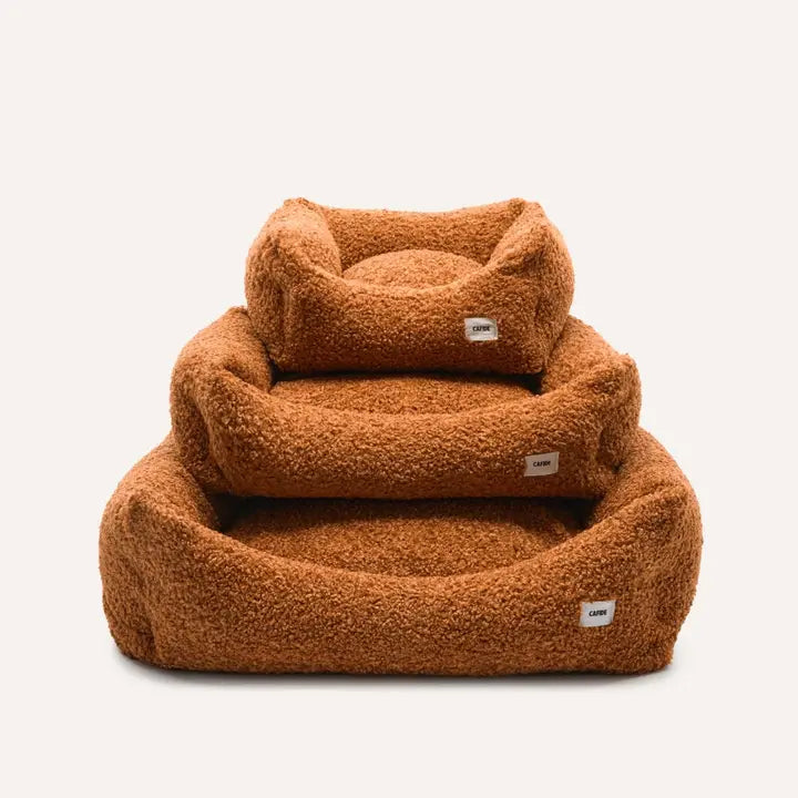 Snozy Hundbädd i orange/brun fleece