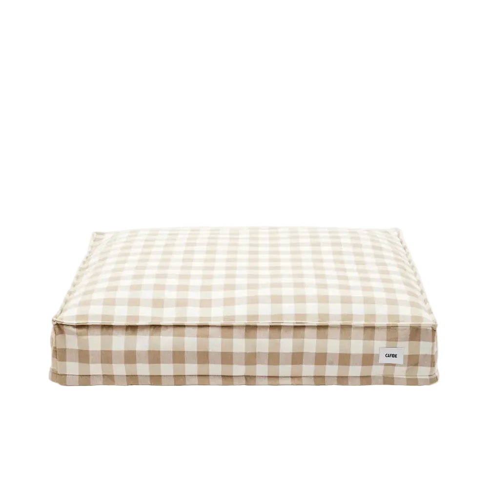 Cuadra Hundbädd i beige Vichy-rutmönster